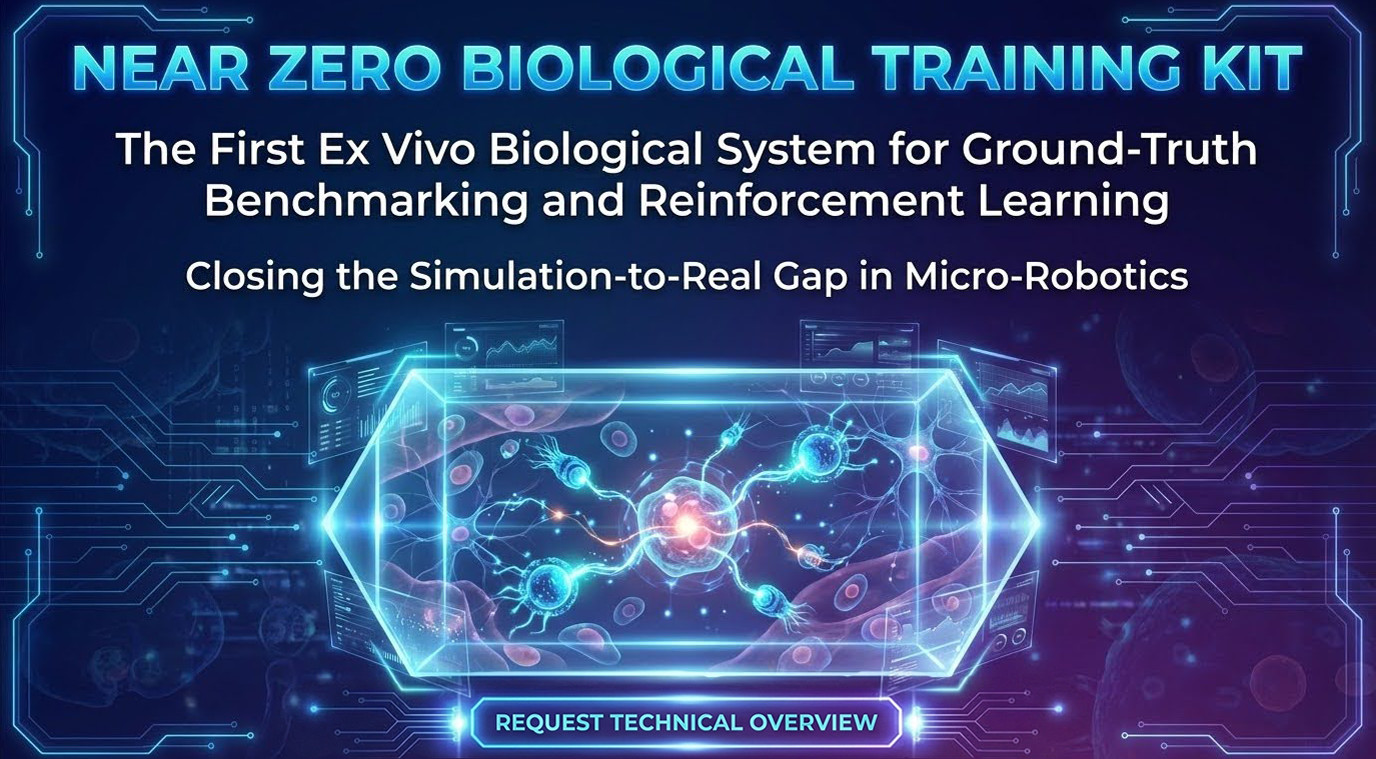Near Zero Biological Training Kit: The first ex vivo biological system for ground-truth benchmarking and reinforcement learning, designed to close the simulation-to-real gap in micro-robotics.